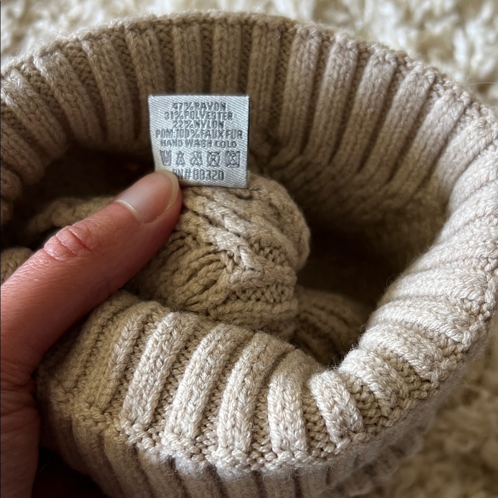 CC Baby Tan Knit Pom-Pom Beanie - Picture 5 of 5